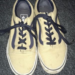 Tan and blue old skools